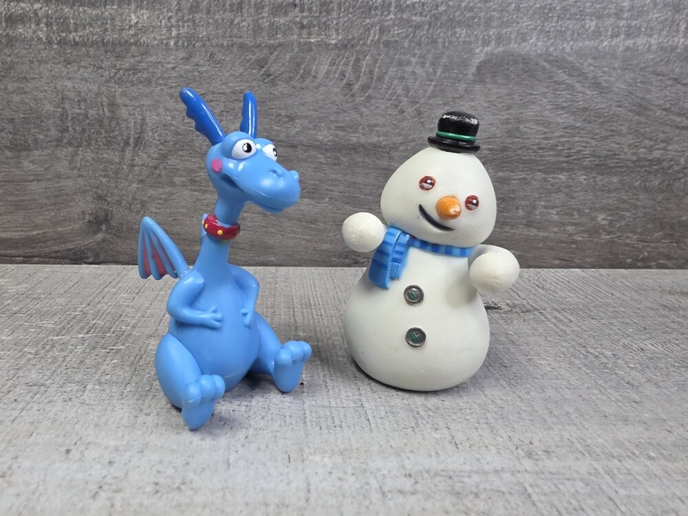 Disney Doc Mcstuffins Snowman Chilly & Dragon Stuffy PVC 3” Figure Toy Lot b290